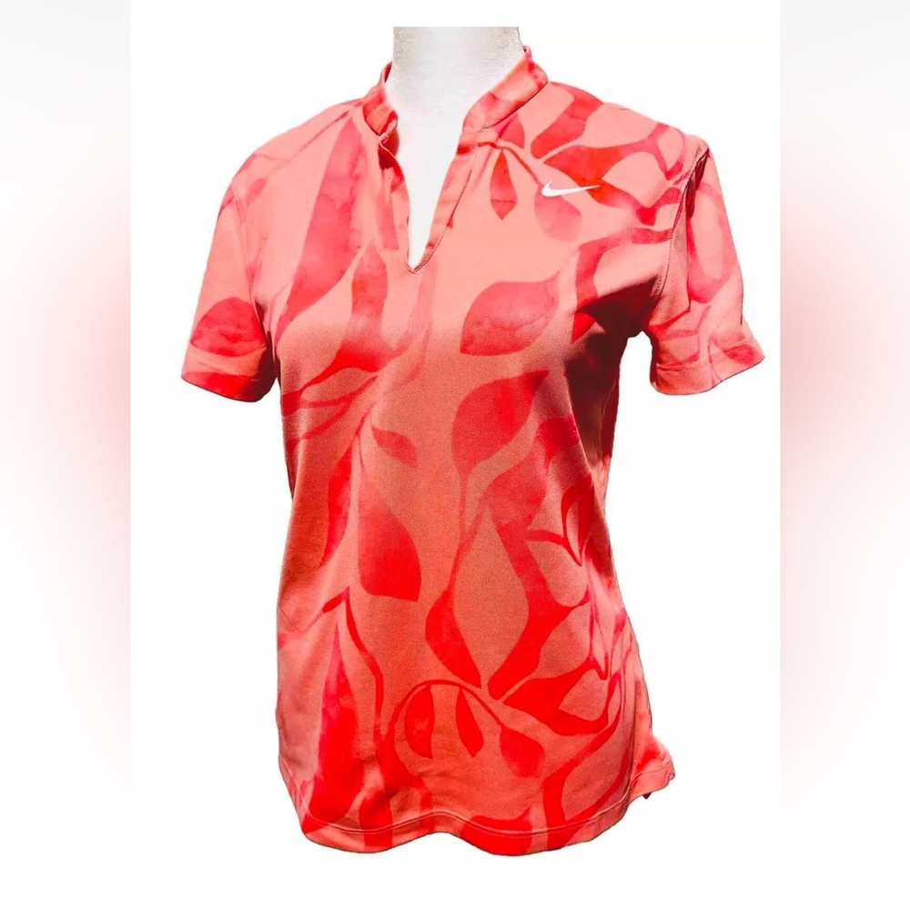 Nike Dry Fit Golf Tennis Shirt Performance Wear Orange Summer Tropical Women’s S